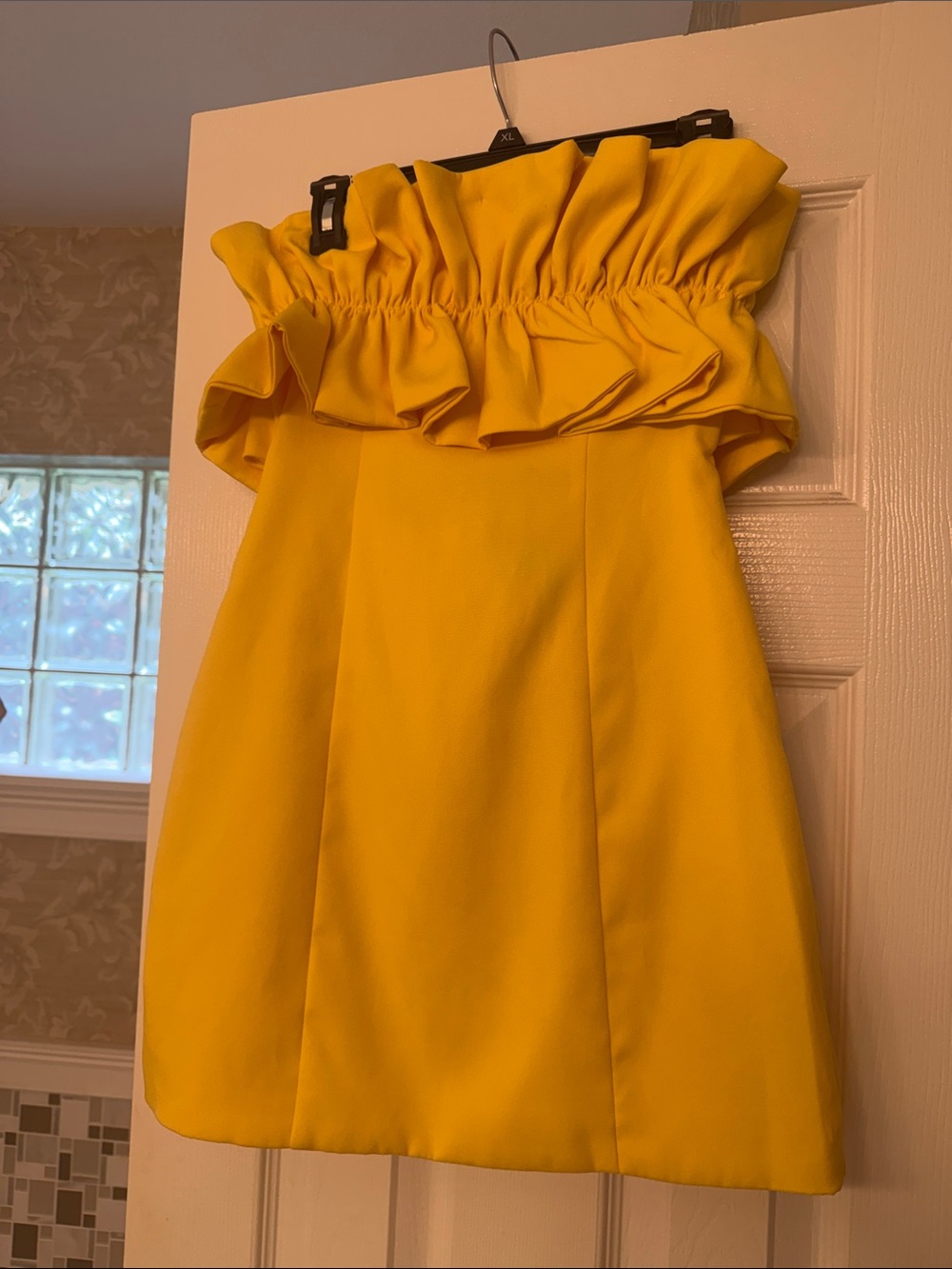 DO+BE Yellow Strapless Ruffle Mini Dress